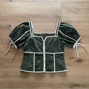 Madewell Dark Green Puff Sleeve Blouse